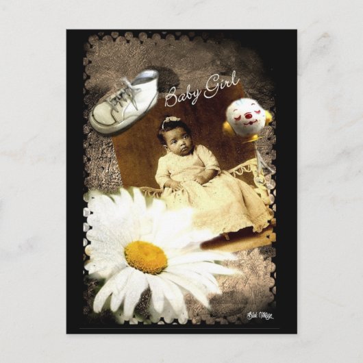ベビーガールブラックヴィンテージポストカード ポストカード (正面)
