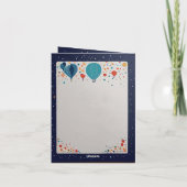 ベビーガールブルーバロンお祝いベビーシャワー 招待状 (裏面)