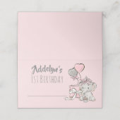 ベビーガールプリンセスエレファントピンクグレー1歳 プレイスカード (外部開封)