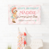 ベビーガールヘアドレ先住民アメリカンピンクアクア 横断幕 (インサイチュ)