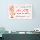 ベビーガールヘアドレ先住民アメリカンピンクアクア 横断幕 (トレードショー)