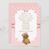 ベビーガールベアベイビーシャワー 招待状 (正面/裏面)