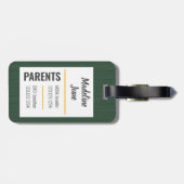 ベビーガールベアーグリーン&金ゴールドバッグラベル ラゲッジタグ (裏面横)