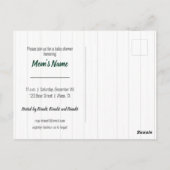 ベビーガールベアーグリーン&金ゴールドベビーシャワー招待状 ポストカード (裏面)