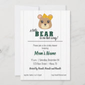 ベビーガールベアーグリーン&金ゴールドベビーシャワー 招待状 (正面)