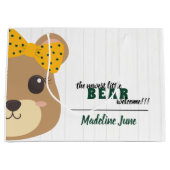 ベビーガールベアーグリーン&金ゴールド ラージペーパーバッグ (正面)