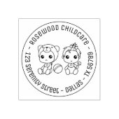ベビーガールベアーデイケアラウンドアドレス ラバースタンプ (インプリント)
