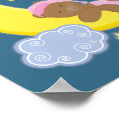 ベビーガールベアームーンシチュアルスターズ子供部屋プリント ポスター (角)