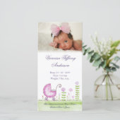 ベビーガールベビーカー出産発表フォトカード 案内状 (スタンド正面)