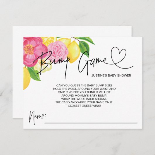 ベビーガールベビーシャワーゲームのバンプ推測カード エンクロージャーカード (正面/裏面)