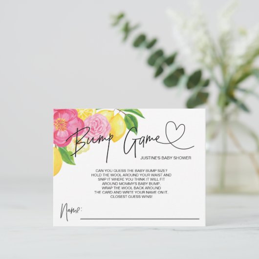 ベビーガールベビーシャワーゲームのバンプ推測カード エンクロージャーカード (スタンド正面)