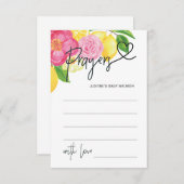 ベビーガールベビーシャワーゲーム祈りの言葉カードハート エンクロージャーカード (正面/裏面)