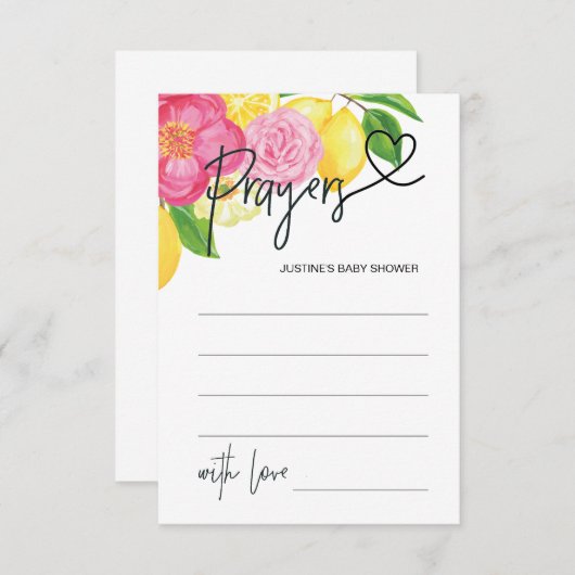 ベビーガールベビーシャワーゲーム祈りの言葉カードハート エンクロージャーカード (正面/裏面)