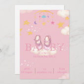 ベビーガールベビーシャワー招待状,デジタルダウンロード 招待状 (正面/裏面)