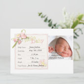 ベビーガールベビー発表生まれたばかりの 案内状 (スタンド正面)