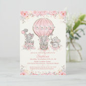 ベビーガールホットエアバルーンシャワー招待状 招待状 (スタンド正面)