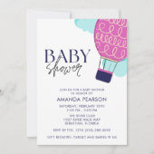 ベビーガールホットエアバルーンベビーシャワー 招待状 (正面)