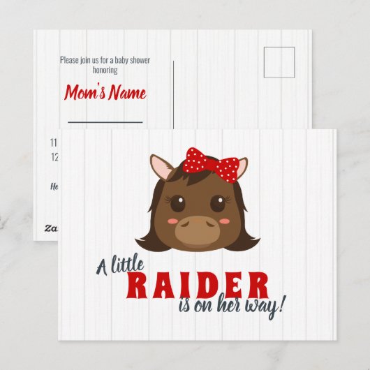 ベビーガールホースベビーシャワー招待状 ポストカード (正面/裏面)