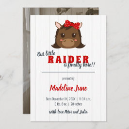 ベビーガールホースレッド縦生誕発表 案内状