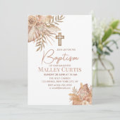 ベビーガールボホフローラブラウンバプテスマ招待状 招待状 (スタンド正面)