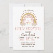 ベビーガールボホレインボーベビーシャワー 招待状 (正面)