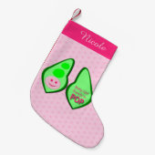 ベビーガールポップ・アートのピンクピーの準備ができていカスタムる スモールクリスマスストッキング (正面 (吊り時))