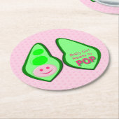 ベビーガールポップ・アートのピンクピー赤ちゃんシャワー準備 ラウンドペーパーコースター (アングル)