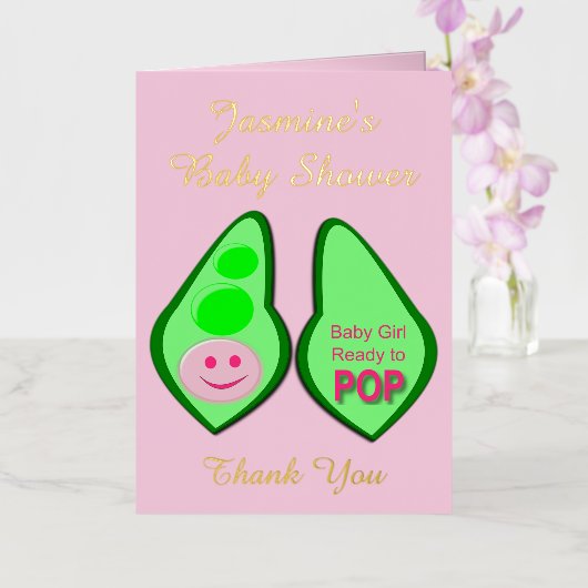 ベビーガールポップ・アートのピンクピー赤ちゃんシャワー準備 箔グリーティングカード (蘭)