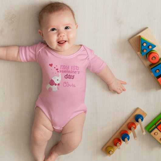 ベビーガールマイファーストバレンタインデーカスタム ベビーボディスーツ