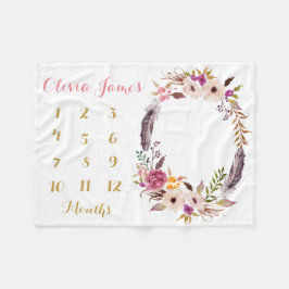 ベビーガールマイルストーン毎月ベビーブランケット フリースブランケット