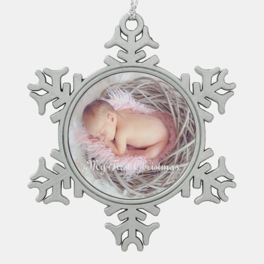 ベビーガールマイ初めてのクリスマスオーナメント スノーフレークピューターオーナメント (正面)