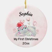 ベビーガールマイ初めてのクリスマス2023 パーソナライズされた セラミックオーナメント (裏面)