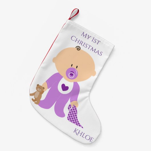 ベビーガールマイ1回クリスマスストッキングパーソナライズされた スモールクリスマスストッキング (正面 (吊り時))
