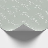 ベビーガールママサージグリーンホワイトスクリプトベビーシャワー ラッピングペーパー (角)