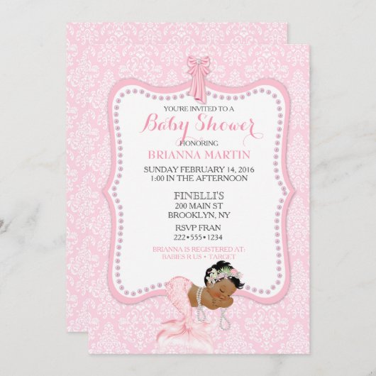 ベビーガールマーメイドプリンセスクラウンダマスク 招待状 (正面/裏面)