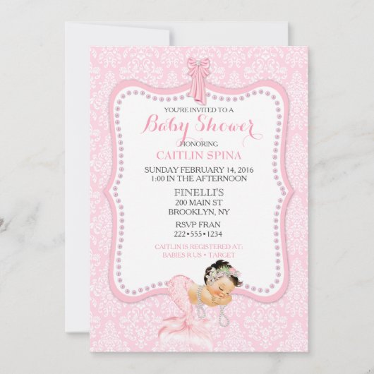 ベビーガールマーメイドプリンセスクラウンダマスク 招待状 (正面)