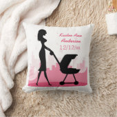 ベビーガールメトロ誕生発表ピンクシティ クッション (ブランケット)