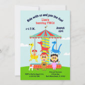 ベビーガールメリーの2番目の誕生日ゴーラウンドパーティー 招待状 (正面)