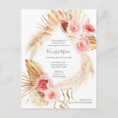 ベビーガールモダンシャワーボホパンパスグラスフローラ インビテーションポストカード (正面)