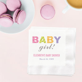 ベビーガールモダンレターベビーカラフルシャワー 縁ありカクテルナプキン