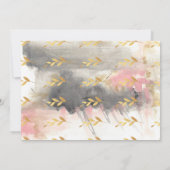 ベビーガールモダン金ゴールドグレーピンク誕生 案内状 (裏面)