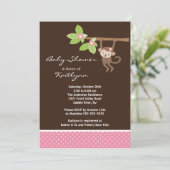 ベビーガールモンキーサファリベビーシャワー招待状 招待状 (スタンド正面)