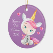 ベビーガールユニコーン初めてのクリスマス セラミックオーナメント (左)