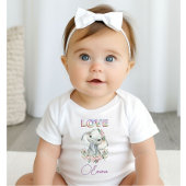 ベビーガールラブネーム象かわいい ベビーボディスーツ