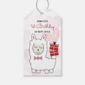 ベビーガールラマスとピンクハート ギフトタグ (正面)