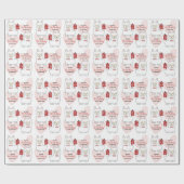 ベビーガールラマスとピンクハート ラッピングペーパー (フラット)