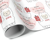 ベビーガールラマスとピンクハート ラッピングペーパー (ロールコーナー)