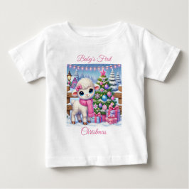 ベビーガールラムズ初めてのクリスマス ベビーTシャツ