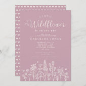 ベビーガールリトルワイルドフラワーピンク赤ちゃんシャワー 招待状 (正面/裏面)