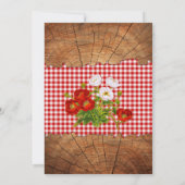 ベビーガールレッドギンガムウッドフラワーズベビーQバーベキュー 招待状 (裏面)